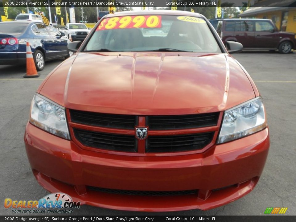 2008 Dodge Avenger SE Sunburst Orange Pearl / Dark Slate Gray/Light Slate Gray Photo #2