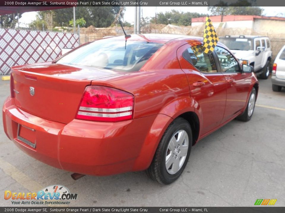 2008 Dodge Avenger SE Sunburst Orange Pearl / Dark Slate Gray/Light Slate Gray Photo #6