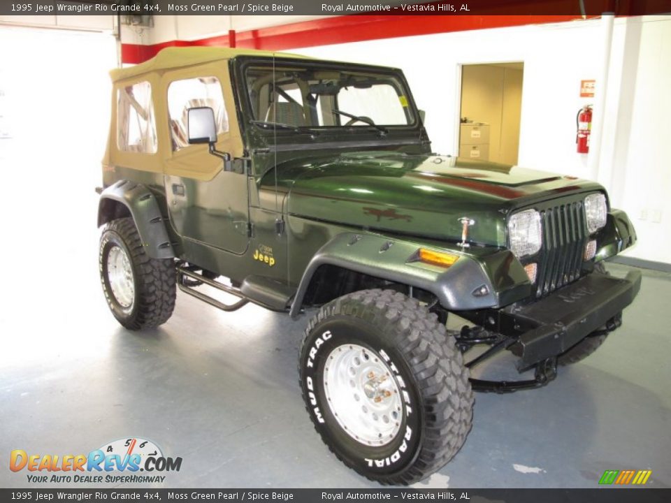 1995 Jeep Wrangler Rio Grande 4x4 Moss Green Pearl / Spice Beige Photo #5
