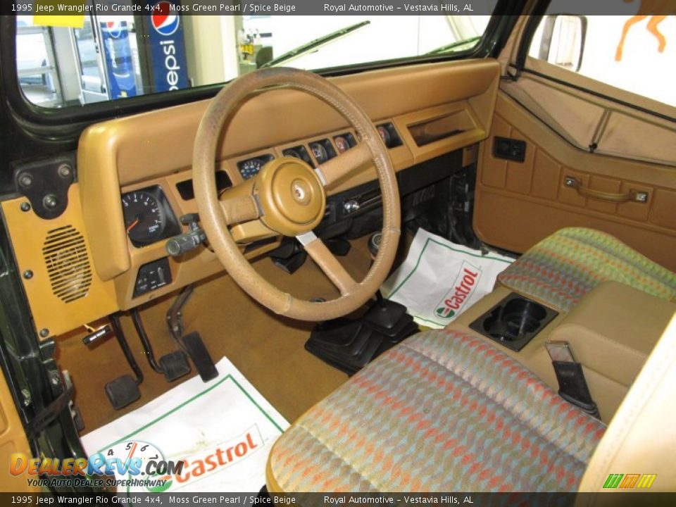 1995 Jeep Wrangler Rio Grande 4x4 Moss Green Pearl / Spice Beige Photo #10