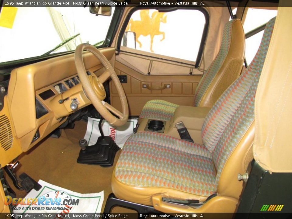 1995 Jeep Wrangler Rio Grande 4x4 Moss Green Pearl / Spice Beige Photo #11