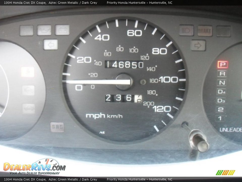 1994 Honda Civic DX Coupe Aztec Green Metallic / Dark Grey Photo #12