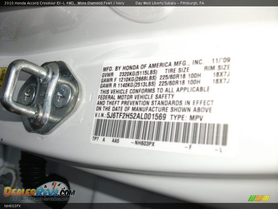 Honda pearl white paint code #3