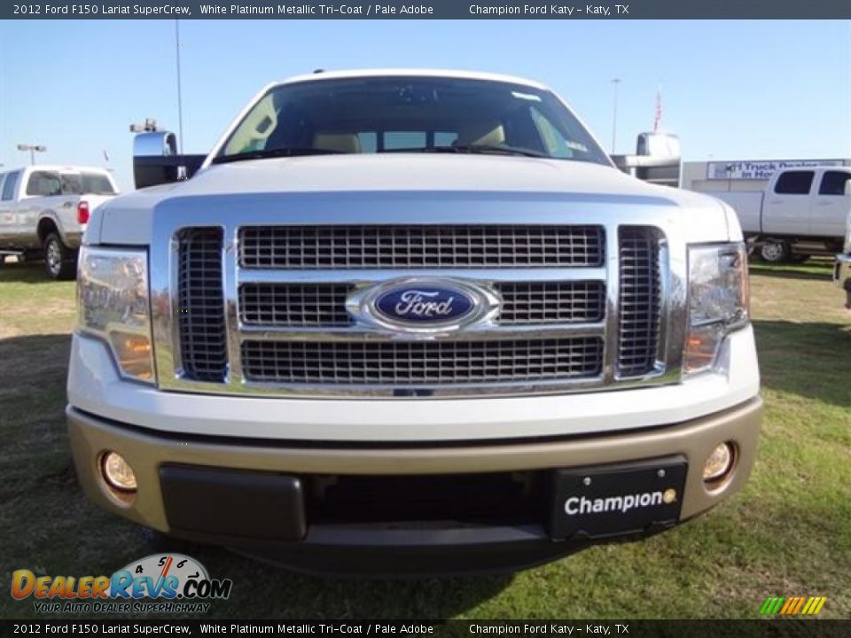 2012 Ford F150 Lariat SuperCrew White Platinum Metallic Tri-Coat / Pale Adobe Photo #2