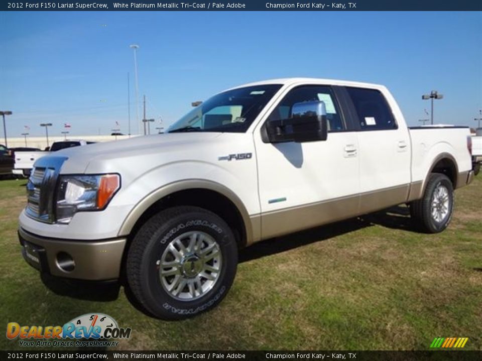 2012 Ford F150 Lariat SuperCrew White Platinum Metallic Tri-Coat / Pale Adobe Photo #3