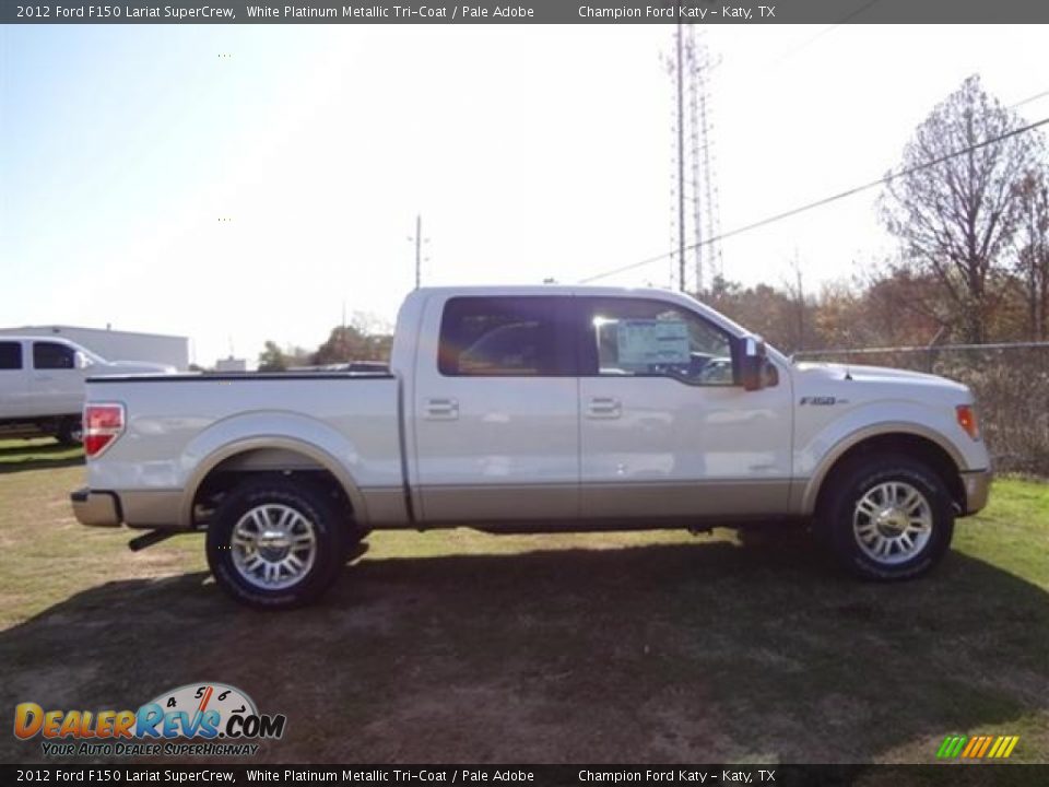 2012 Ford F150 Lariat SuperCrew White Platinum Metallic Tri-Coat / Pale Adobe Photo #8