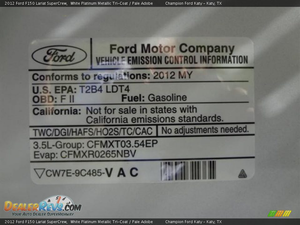 2012 Ford F150 Lariat SuperCrew White Platinum Metallic Tri-Coat / Pale Adobe Photo #26