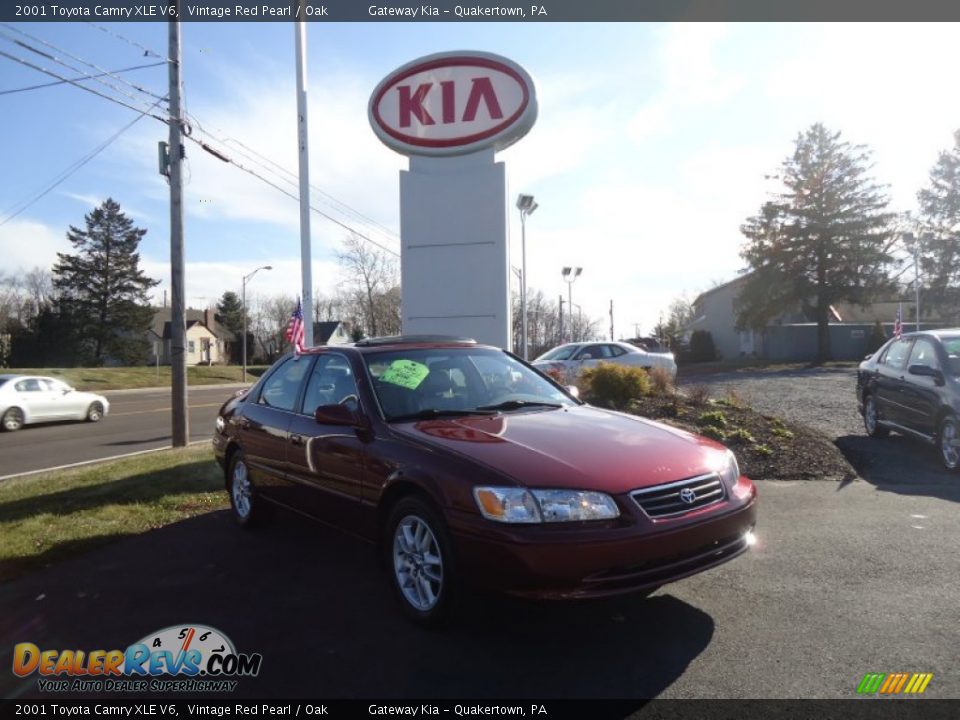 2001 Toyota Camry XLE V6 Vintage Red Pearl / Oak Photo #32