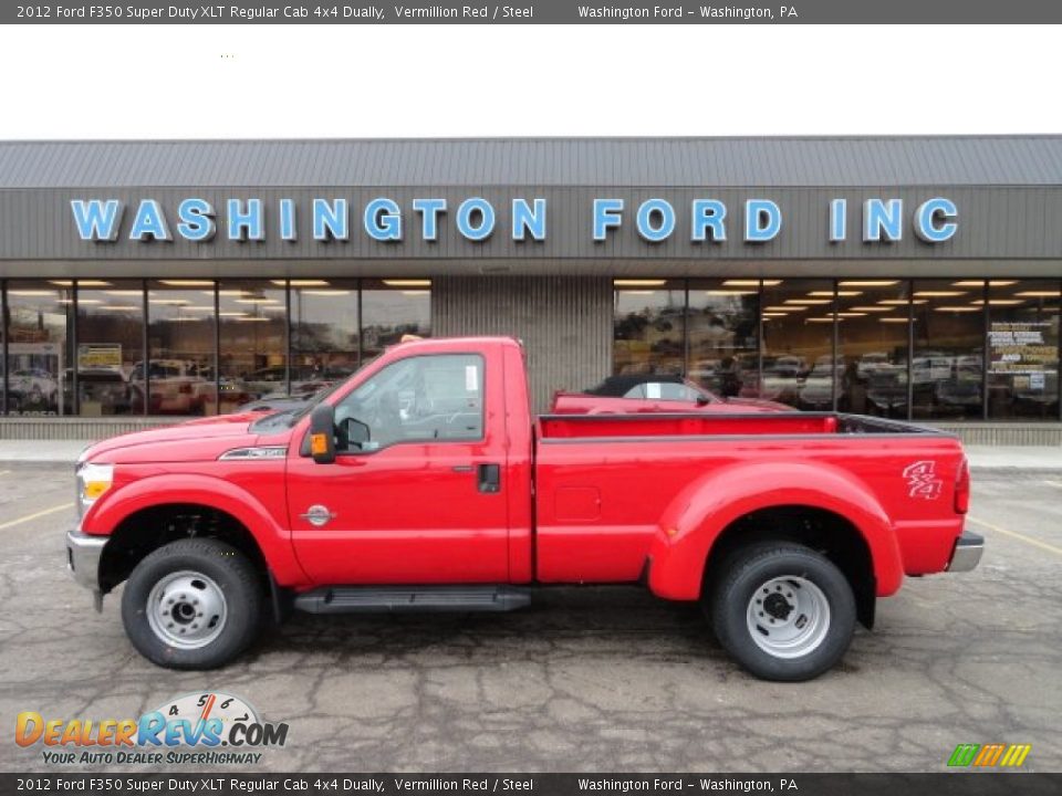 2012 Ford F350 Super Duty XLT Regular Cab 4x4 Dually Vermillion Red / Steel Photo #1