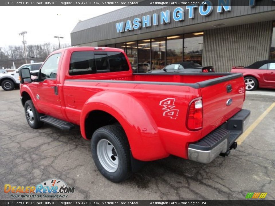 2012 Ford F350 Super Duty XLT Regular Cab 4x4 Dually Vermillion Red / Steel Photo #2