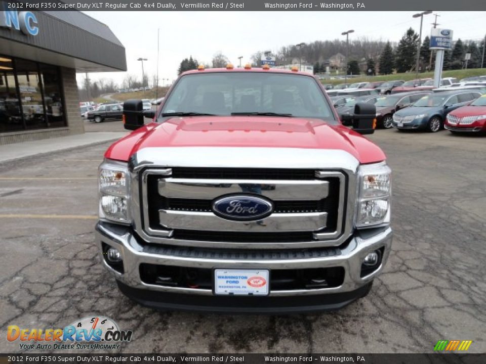 2012 Ford F350 Super Duty XLT Regular Cab 4x4 Dually Vermillion Red / Steel Photo #7