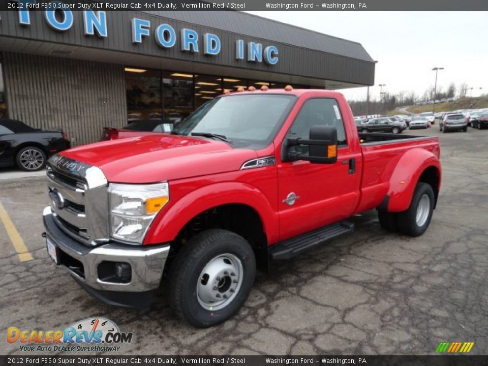 2012 Ford F350 Super Duty XLT Regular Cab 4x4 Dually Vermillion Red / Steel Photo #8