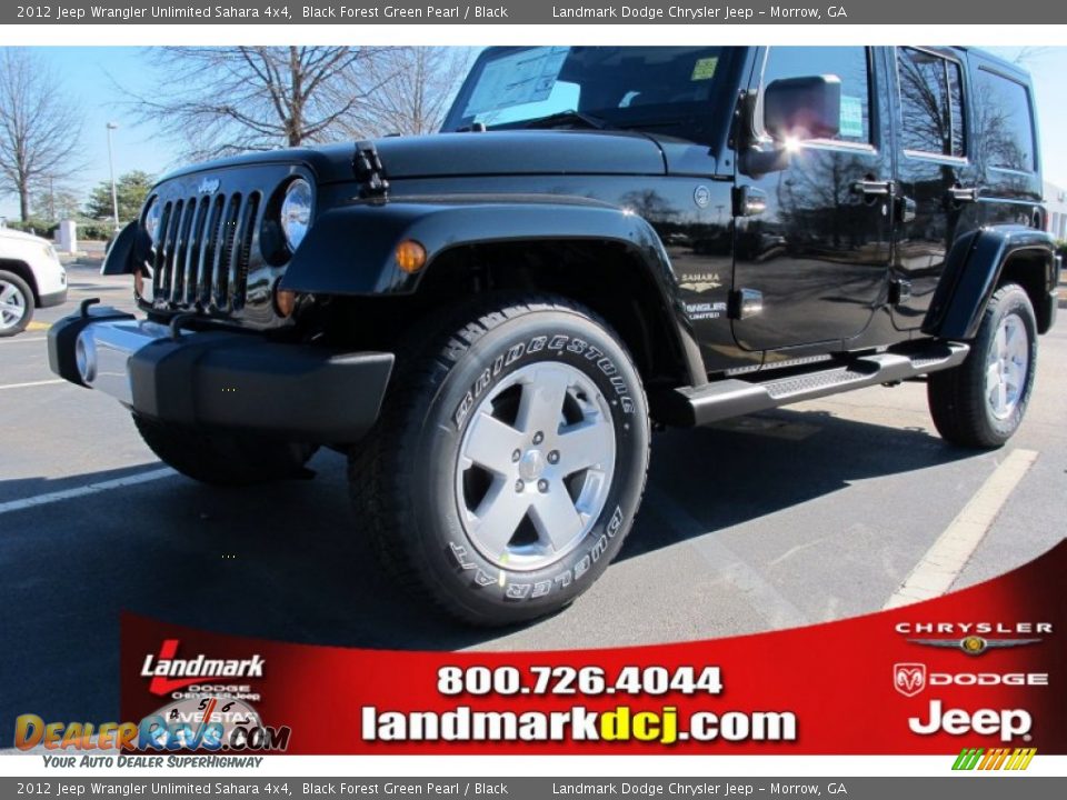 2012 Jeep Wrangler Unlimited Sahara 4x4 Black Forest Green Pearl / Black Photo #1