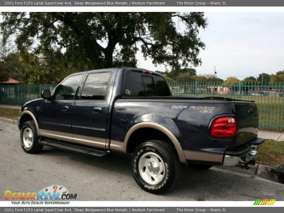 2001 Ford F150 Lariat SuperCrew 4x4 Deep Wedgewood Blue Metallic / Medium Parchment Photo #9