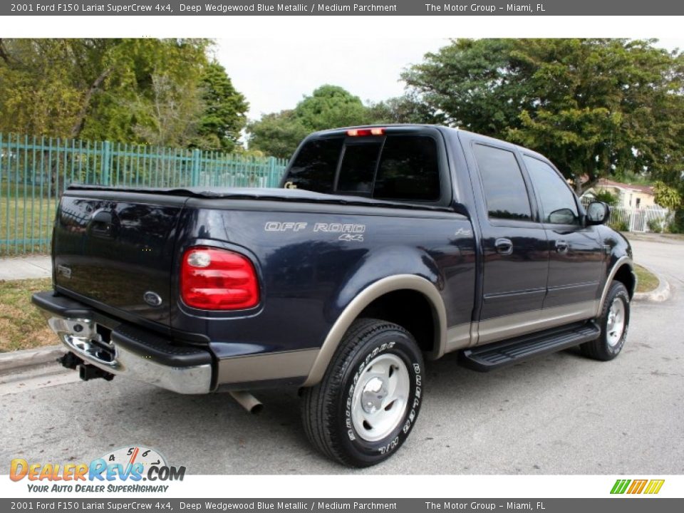 2001 Ford F150 Lariat SuperCrew 4x4 Deep Wedgewood Blue Metallic / Medium Parchment Photo #11