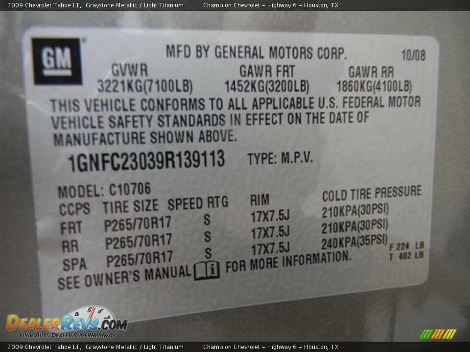 2009 Chevrolet Tahoe LT Graystone Metallic / Light Titanium Photo #25