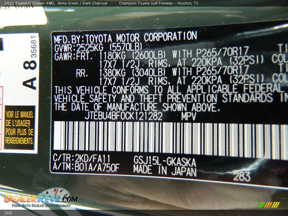 Toyota army green color code