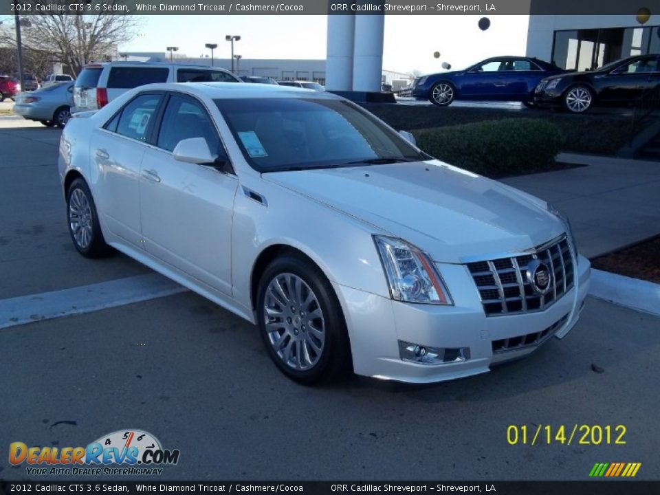 2012 Cadillac CTS 3.6 Sedan White Diamond Tricoat / Cashmere/Cocoa Photo #2