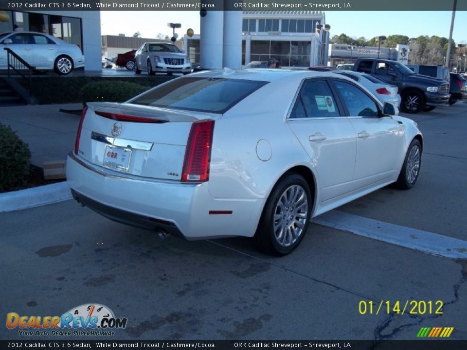 2012 Cadillac CTS 3.6 Sedan White Diamond Tricoat / Cashmere/Cocoa Photo #3