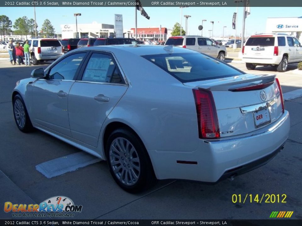 2012 Cadillac CTS 3.6 Sedan White Diamond Tricoat / Cashmere/Cocoa Photo #4
