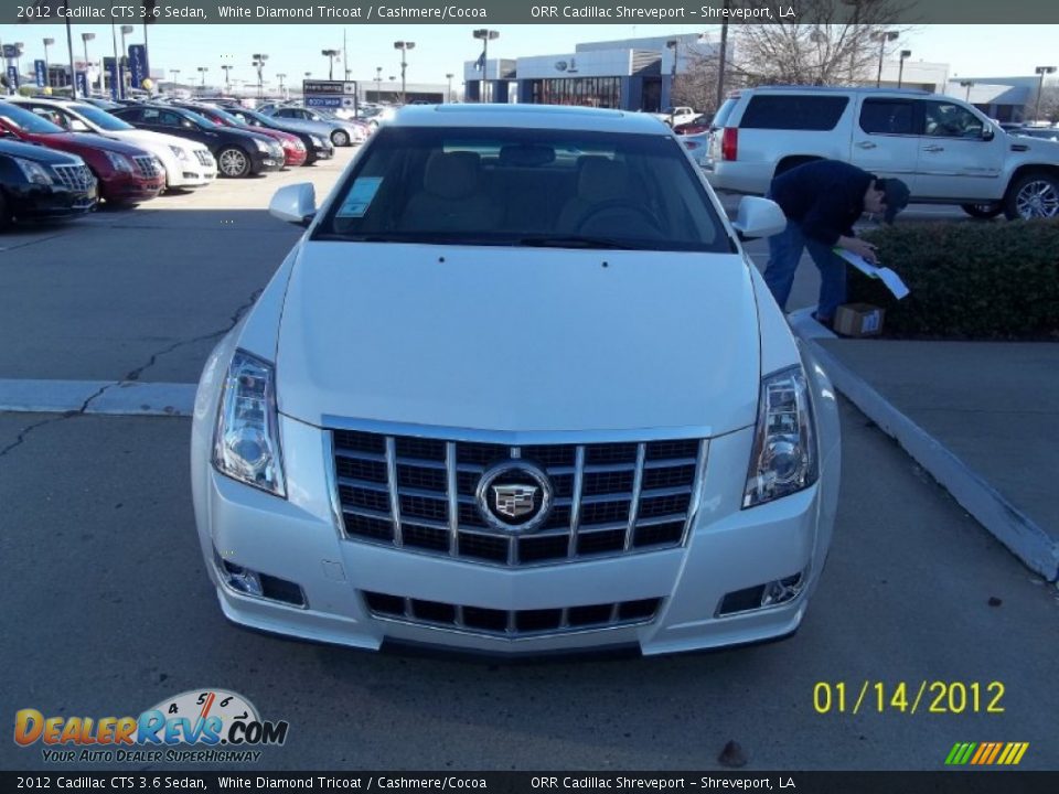 2012 Cadillac CTS 3.6 Sedan White Diamond Tricoat / Cashmere/Cocoa Photo #7