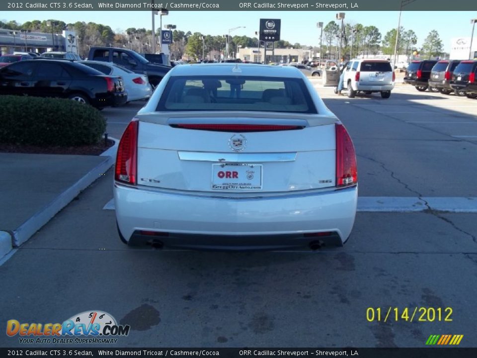 2012 Cadillac CTS 3.6 Sedan White Diamond Tricoat / Cashmere/Cocoa Photo #8