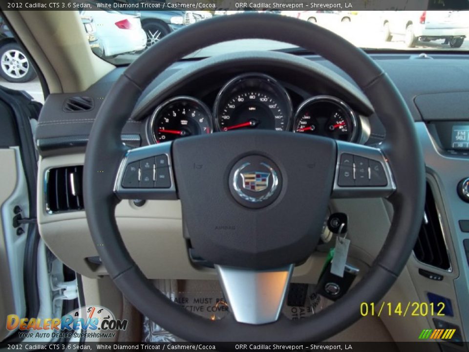 2012 Cadillac CTS 3.6 Sedan White Diamond Tricoat / Cashmere/Cocoa Photo #9