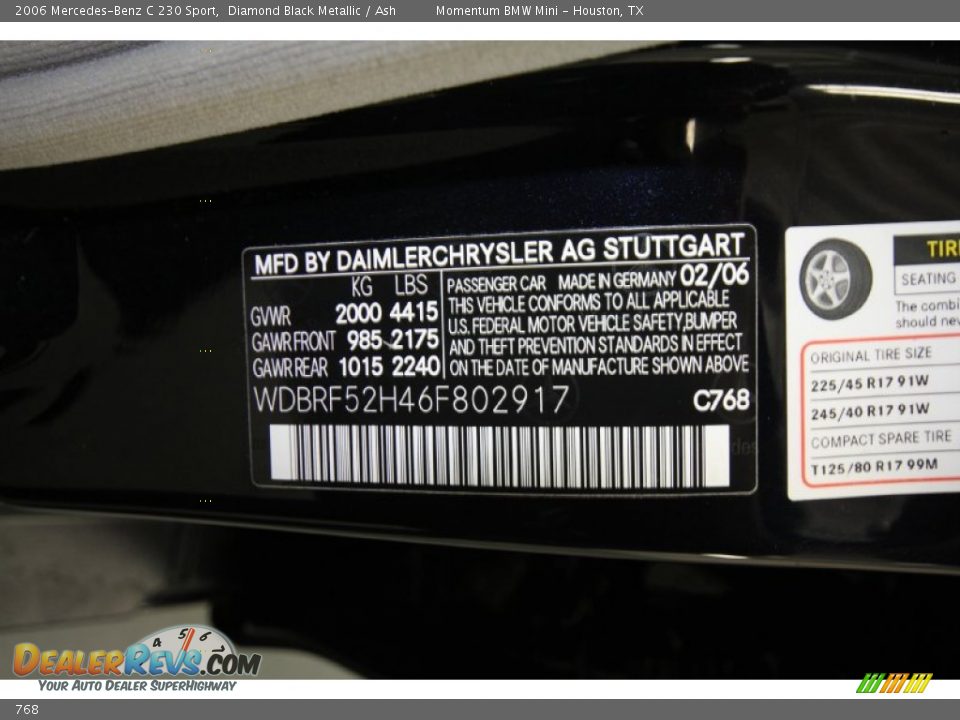 Mercedes-Benz Color Code 768 Diamond Black Metallic
