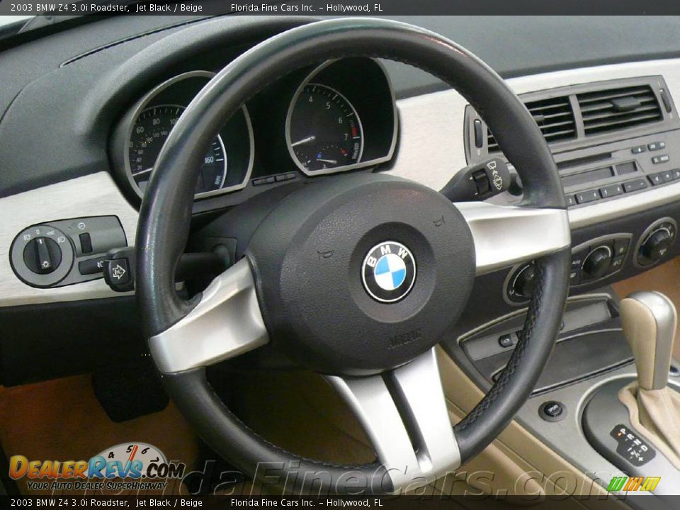 2003 BMW Z4 3.0i Roadster Jet Black / Beige Photo #16