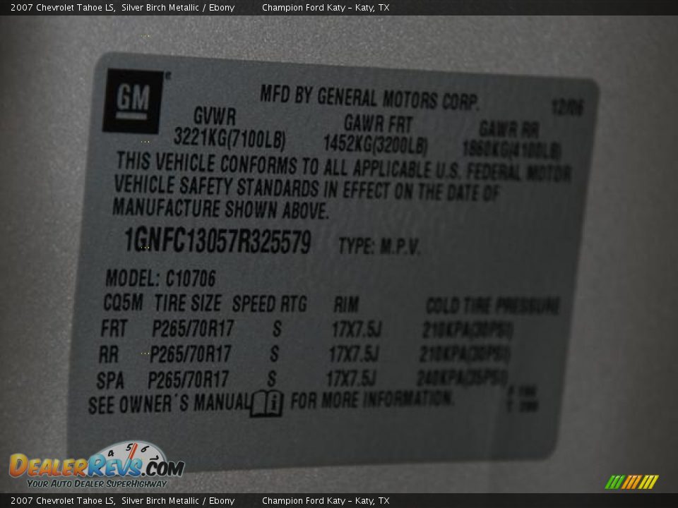 2007 Chevrolet Tahoe LS Silver Birch Metallic / Ebony Photo #20