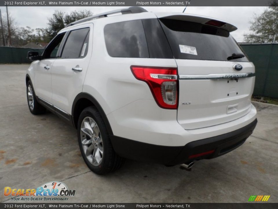 2012 Ford Explorer XLT White Platinum Tri-Coat / Medium Light Stone Photo #5