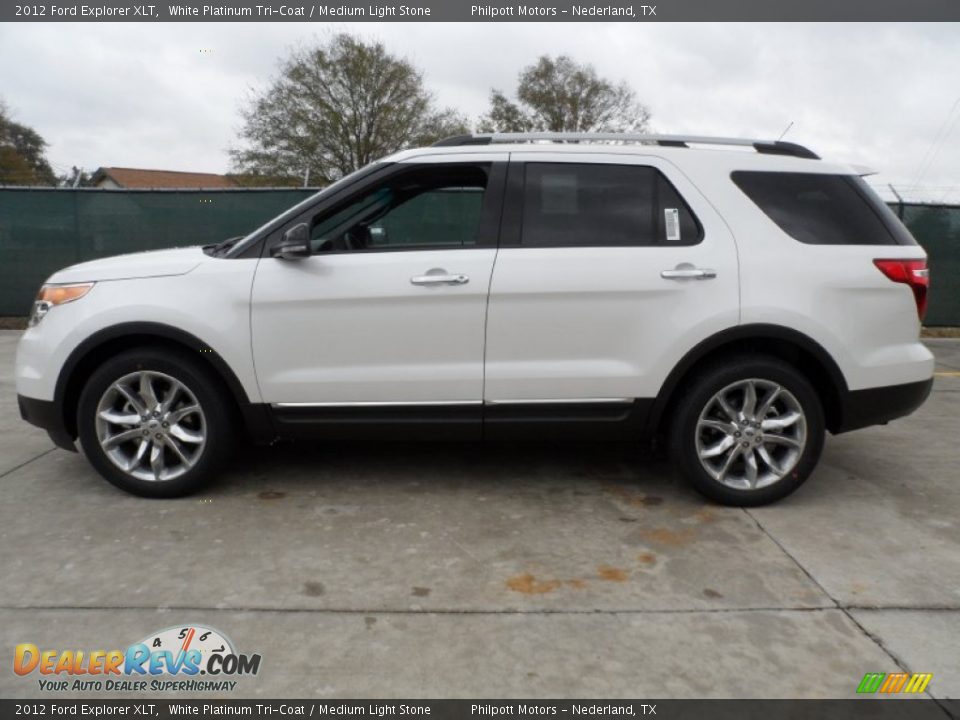 2012 Ford Explorer XLT White Platinum Tri-Coat / Medium Light Stone Photo #6