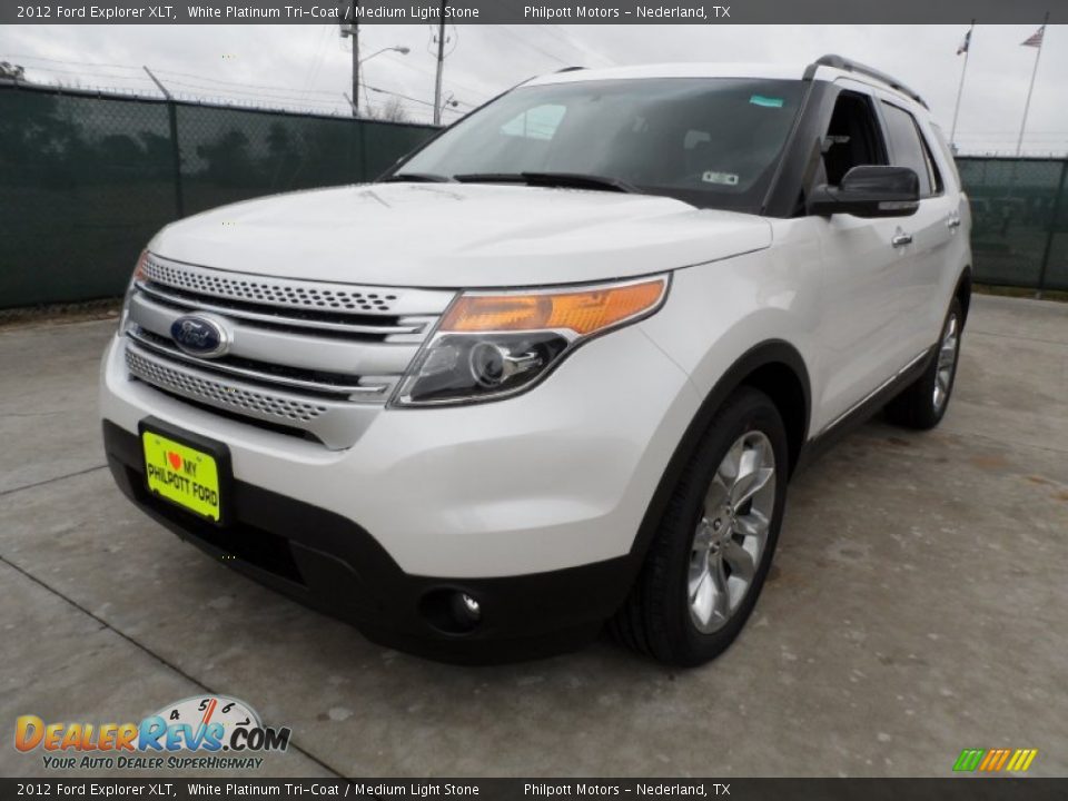 2012 Ford Explorer XLT White Platinum Tri-Coat / Medium Light Stone Photo #7