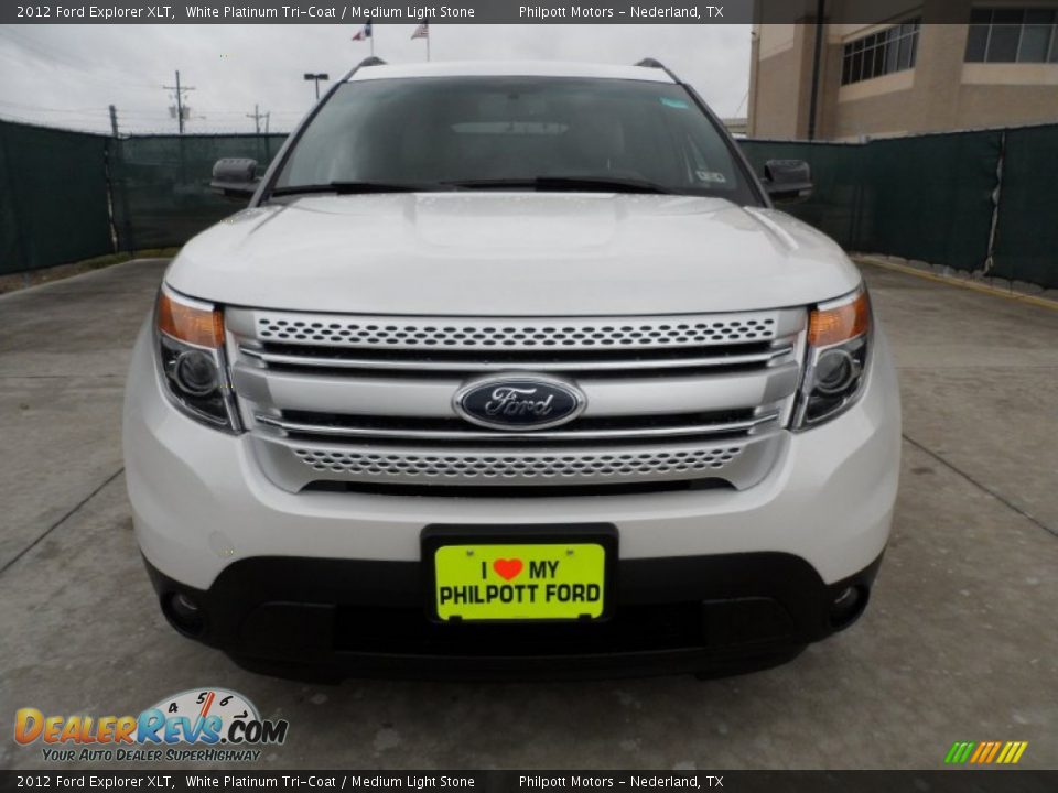 2012 Ford Explorer XLT White Platinum Tri-Coat / Medium Light Stone Photo #8