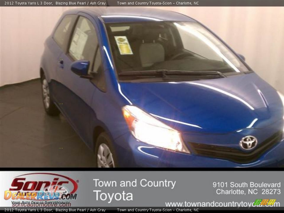 2012 Toyota Yaris L 3 Door Blazing Blue Pearl / Ash Gray Photo #1