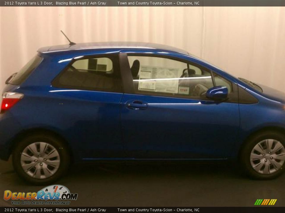 2012 Toyota Yaris L 3 Door Blazing Blue Pearl / Ash Gray Photo #4