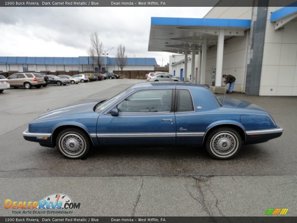 1990 Buick Riviera Dark Garnet Red Metallic / Blue Photo #2