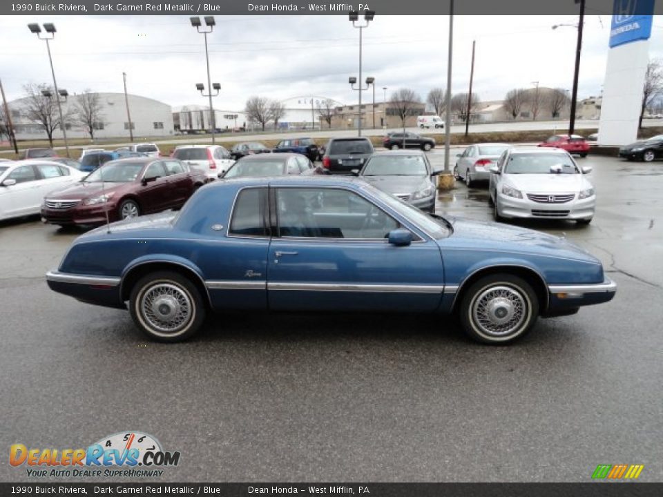 1990 Buick Riviera Dark Garnet Red Metallic / Blue Photo #6