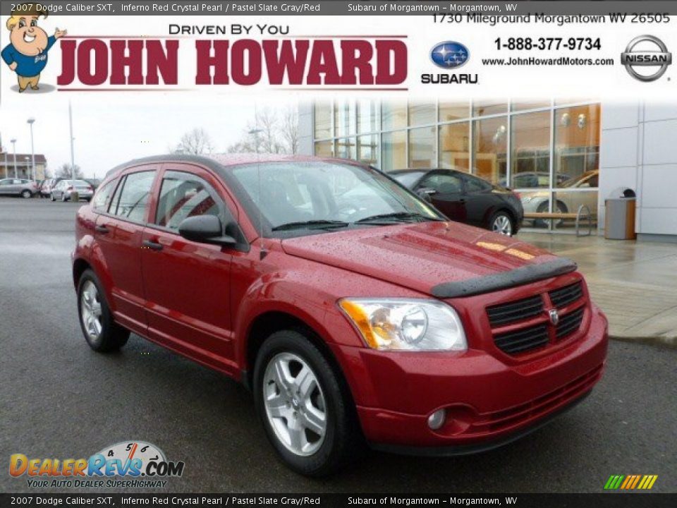2007 Dodge Caliber SXT Inferno Red Crystal Pearl / Pastel Slate Gray/Red Photo #1