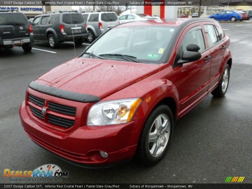 2007 Dodge Caliber SXT Inferno Red Crystal Pearl / Pastel Slate Gray/Red Photo #7