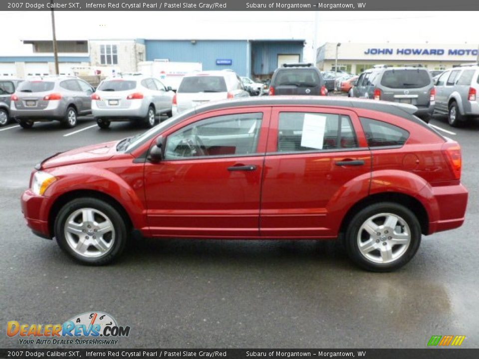 2007 Dodge Caliber SXT Inferno Red Crystal Pearl / Pastel Slate Gray/Red Photo #8