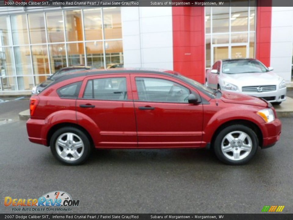 2007 Dodge Caliber SXT Inferno Red Crystal Pearl / Pastel Slate Gray/Red Photo #12