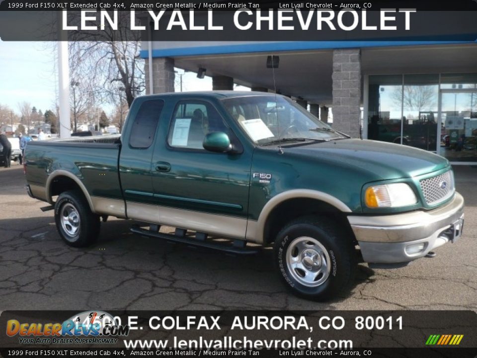 1999 Ford F150 XLT Extended Cab 4x4 Amazon Green Metallic / Medium Prairie Tan Photo #1