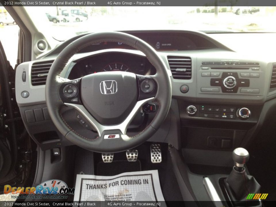 2012 Honda Civic Si Sedan Crystal Black Pearl / Black Photo #28