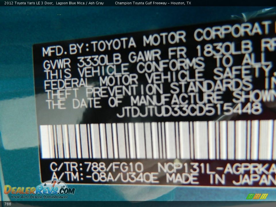 788 - 2012 Toyota Yaris