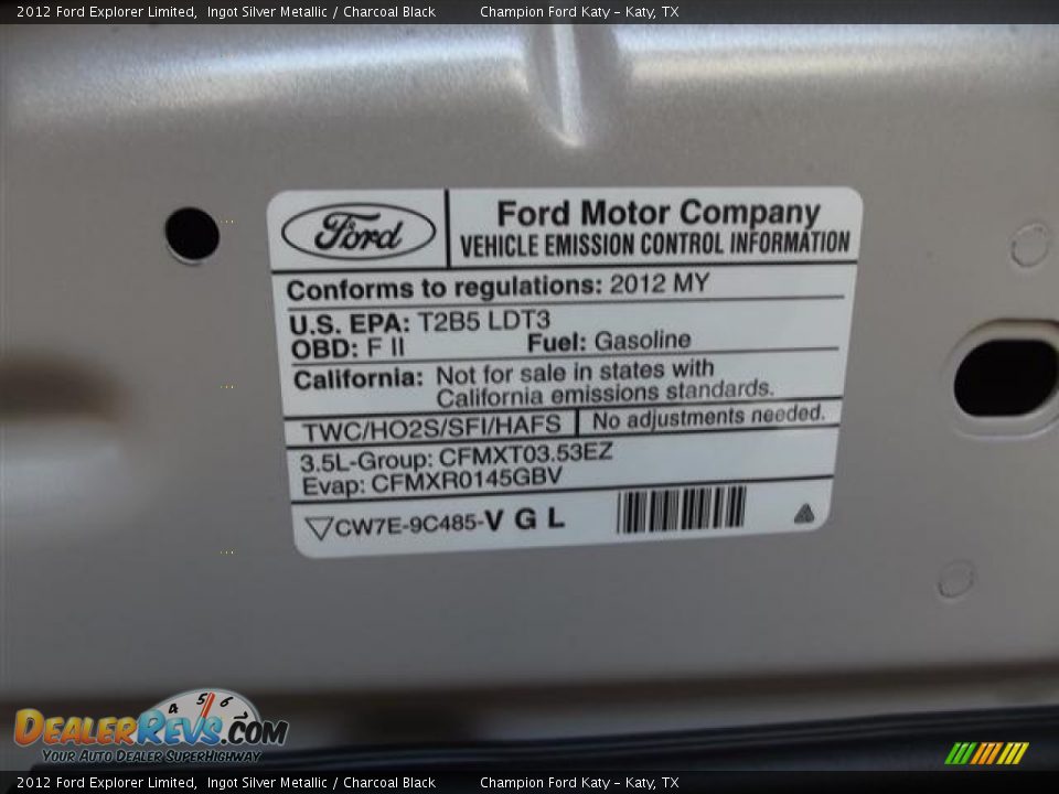2012 Ford Explorer Limited Ingot Silver Metallic / Charcoal Black Photo #27