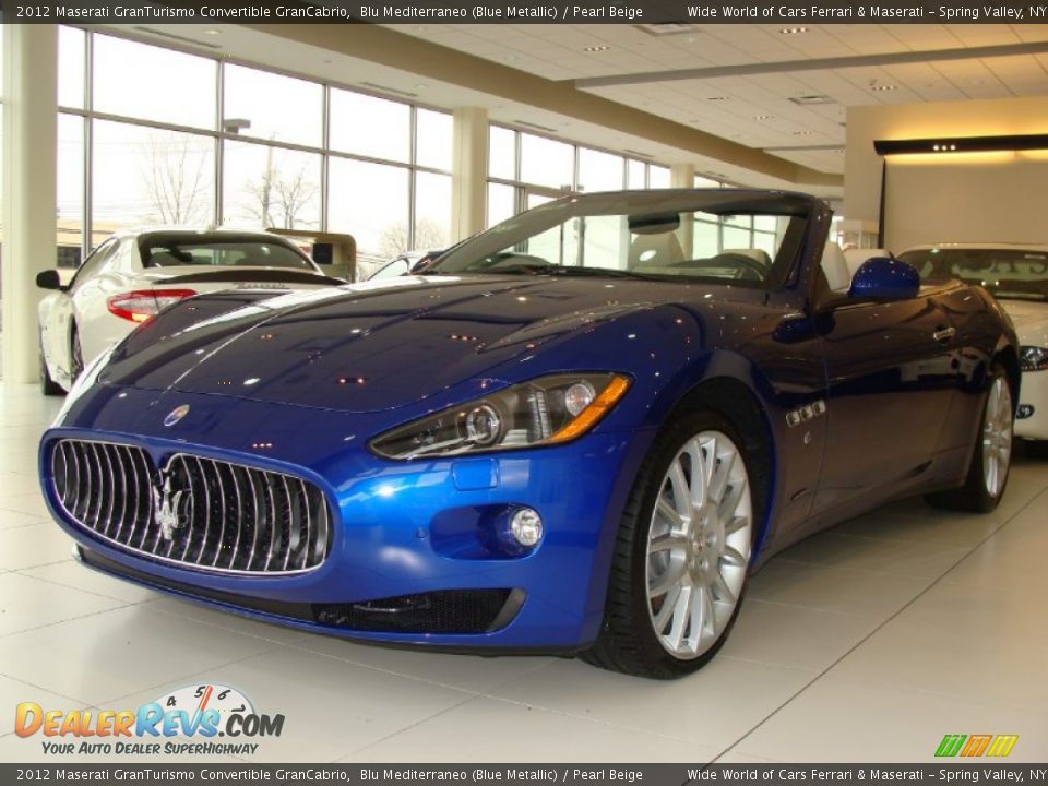 2012 Maserati GranTurismo Convertible GranCabrio Blu Mediterraneo (Blue Metallic) / Pearl Beige Photo #3