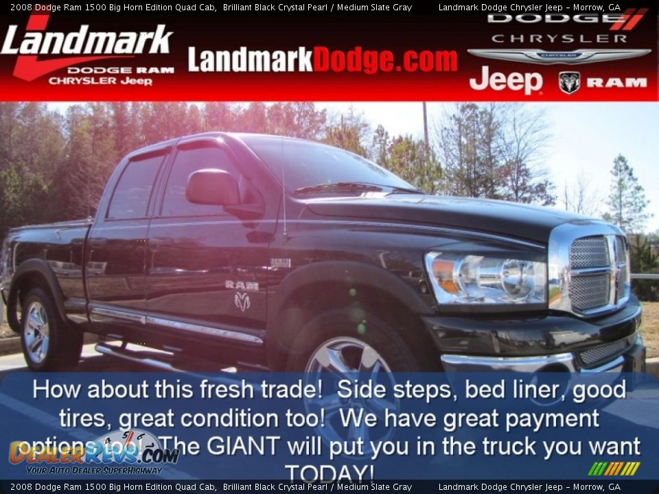 2008 Dodge Ram 1500 Big Horn Edition Quad Cab Brilliant Black Crystal Pearl / Medium Slate Gray Photo #1