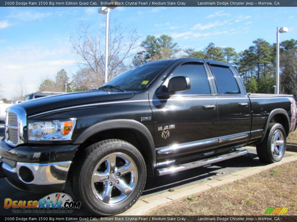 2008 Dodge Ram 1500 Big Horn Edition Quad Cab Brilliant Black Crystal Pearl / Medium Slate Gray Photo #2