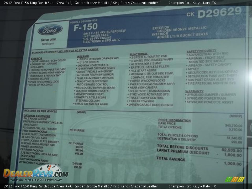 2012 Ford F150 King Ranch SuperCrew 4x4 Golden Bronze Metallic / King Ranch Chaparral Leather Photo #29